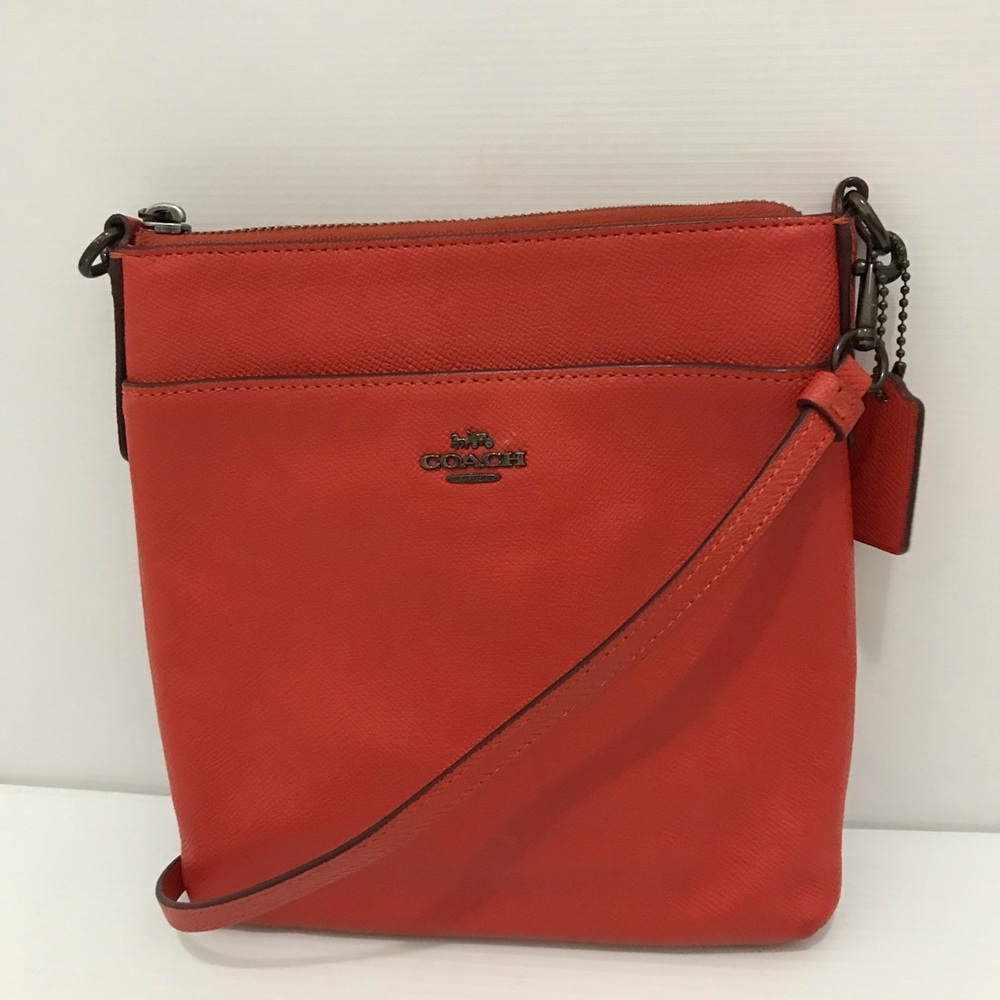 Coach Red Crossbody Bag with Pebbled Texture